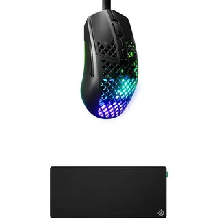 SteelSeries Aerox 3 Onyx - Superleichte Gaming-Maus - Optischer TrueMove Core Sensor mit 8,5K CPI QcK XL Performance Balance Gaming-Mauspad 900x400mm