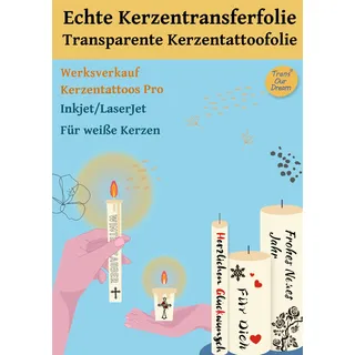 TransOurDream Laser/Inkjet Kerzentransferfolie A4X5 Sets Kerzensticker Kerzentattoos Tattoofolie Transferfolie,Kerzendekopapier für Laserdrucker/Tintenstrahldrucker (D-12-5-Matt)