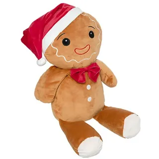 Atmosphera Créateur d'intérieur Dekoobjekt Weihnachtliches Plüschtier in Lebkuchenform, 60 cm (Deko-Objekt, Deko-Objekt) braun