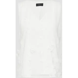 S.Oliver - Ärmellose Bluse mit floralen Applikationen, Offwhite, 44
