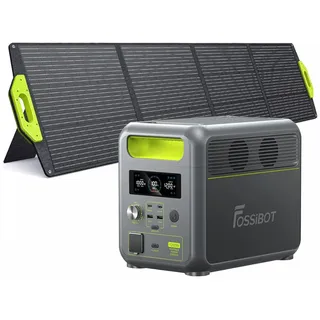 FOSSiBOT Tragbare Powerstation F1200, 1024Wh LiFePO4 Solargenerator mit 2 1200W AC Ausgänge, 100W Typ-C, 45 Min. Schnellladung von 0-80%, für Reise, Camping, mit 200W Solarpanel