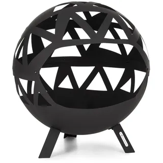 Blumfeldt Colima Feuerschale Ø 66 cm Kugelform mit Holzkohlerost &  Ascheschale geometrisch Schwarz