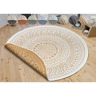 HANSE HOME Teppich Porto Wendeteppich, rund, Höhe: 5 mm, In-& Outdoor, Wetterfest, Balkon, Garten, Wohnzimmer, Wasserfest gelb Ø 140 cm x 5 mm