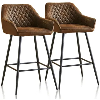 JYMTOM Barhocker Kunstleder Barhocker, 2er-Set, Barstühle mit gepolsterter Sitz, Rückenlehne,Armlehne und Metallbeine,für Esszimmer und Bar (2,braun) braun