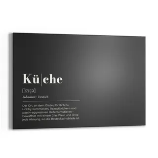 DEQORI Wandtafel 'Küche - Definition', (1-tlg), Metall Kreidetafel bedruckt Schreibtafel modern Schiefertafel Tafel schwarz 90 cm x 60 cm