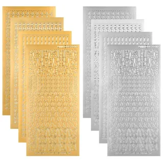 8 Blatt Wachsbuchstaben Gold/Silber für Kerzen, Aufkleber-Set - Gold/Silber