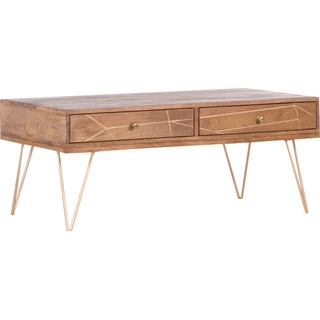 Couchtisch GUTMANN FACTORY "Scan" Tische Gr. H/T: 48 cm x 60 cm, bunt (natur, gold, goldfarben) Couchtisch Eckige Couchtische Holz-Couchtische eckig Tisch Hairpin Beine, moderner aus Massivholz Mango oder Akazie