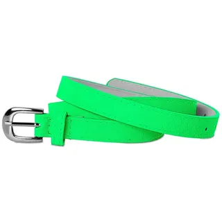 Caspar Ledergürtel GU262 klassisch schmaler Damen Gürtel Hüftgürtel mit Silberschnalle grün 85 für Körperumfang 84-88 cm