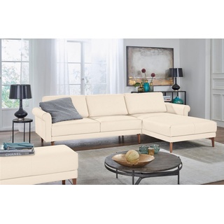 hülsta sofa Ecksofa hs.450, Armlehne Schnecke modern Landhaus, Breite 282 cm, Fuß Nussbaum weiß