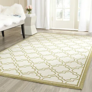 SAFAVIEH Geometrisch Teppich für Wohnzimmer, Esszimmer, Schlafzimmer - Amherst Collection, Kurzer Flor, Elfenbein und Hellgrün, 183 X 274 cm