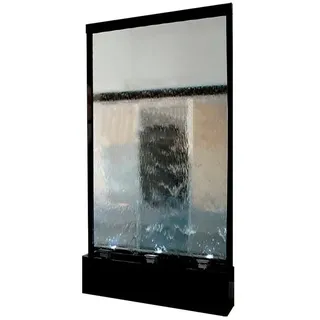 JVmoebel Zimmerbrunnen Trennwand Wasserwand Säule Wände LED 100x300 cm Wasserwände Waterwall, Made in Europa schwarz