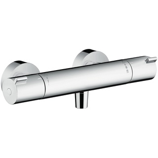 hansgrohe Ecostat - Duschthermostat Aufputz, Duscharmatur mit Sicherheitssperre (SafetyStop) bei 40° C, rundes Thermostat für die Dusche, Mischbatterie für 1 Verbraucher, Chrom