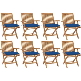 vidaXL Klappbare Gartenstühle mit Kissen 8 St.  Massivholz 59 x 59 x 108 cm blau