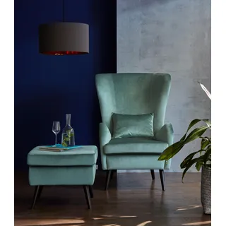OTTO home Ohrensessel Salla Fellimitat 78 x 118 x 94 cm Grün mit Hocker