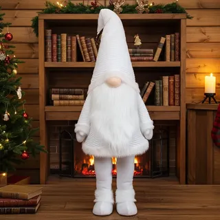 XXL Wichtel 115cm (150cm) LED Deko Figur Weihnachten Wackelt Gnom leuchtet weiß
