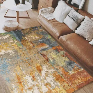 Taidianolp Teppich Wohnzimmer Deko,Colourful,80 x 120 cm,Braun Rot, Gelb, Blau Beige Grau Abstrakt Modern,Waschbarer Kurzflor Teppiche Küche Schlafzimmer Teppichläufer