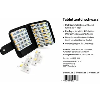 Tablettenetui für 14 Tage, übersichtliche und sichere Medikamentenaufbewahrung