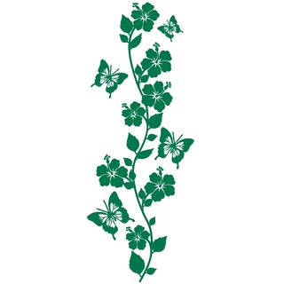 Samunshi® Blumenranke Wandtattoo lang 34 x 90cm grün