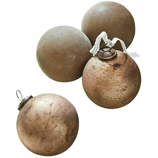 Loberon Weihnachtsschmuck 4er Set Ophraine, braun/Kupfer | Weihnachten, Winter, Festtage, Christbaumkugeln, Mundgeblasenes Glas, Mattes und glänzendes Finish im Mix