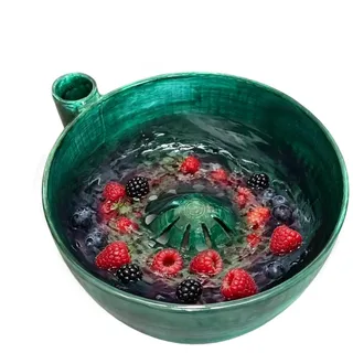 Generisch Selbstdrehende Beeren Waschschüssel, Obsts und Gemüses Waschschüssel mit Abfluss, 360-Grad-Reinigungs-Fruchtwirbelsieb, schnelles Waschen, Mehrzweckkorb für Küchenerdbeeren, Blaubeeren