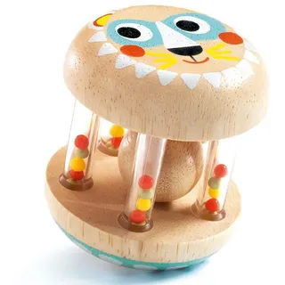 DJECO Rassel Babyrassel Baby Shaki Greifling aus Holz mit Glöckchen