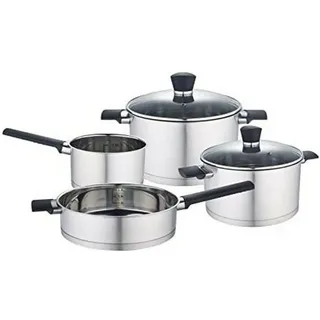 Baumalu Topfset Onyx 6 Stücke, Pfanne + Kochtopf, Schwarz, Transparent, Kupfer, Silber