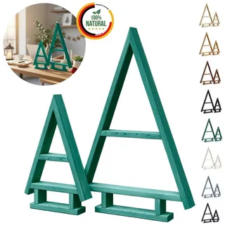 Floranica Weihnachtsfigur Deko 2er SET Handgemacht Weihnachtsbaum Tannenbaum Weihnachtsdeko (Fertiggebaut, 1 St., Grün), für Innen und Außen geeignet für Wohnzimmer, Büro oder Terrasse grün