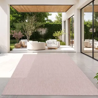 TT Home Teppich Für Outdoor Wetterfest Küchenteppich Balkon Terrasse Unifarbenes Design Modern, Farbe: Rosa, Größe:120x160 cm