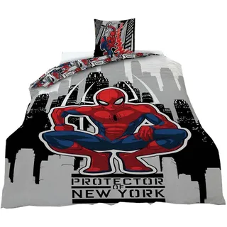 SpiderMan 3D-Grafikdruck Baumwolle Blau 140 x 200 cm + 2 x 65 x 65 cm