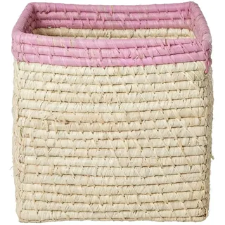 Rice, Aufbewahrungskorb, Auswahl Varzi Briefpapier Seit 1956 Reiskorb Quadratischen Bast Mit Rosa Rand (20 cm)