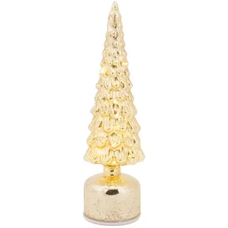 Cosy Home LED-Weihnachtsbaumlampe aus Glas, Gold, 11 x 11 x 34 cm, ohne 3 AAA-Batterien