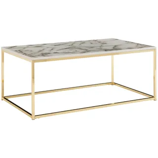 Couchtisch - weiß-gold - Marmor-Optik - 100 cm