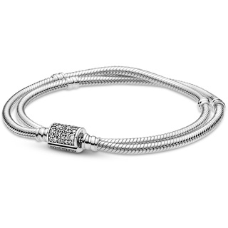 Pandora 599544C01-D Damen-Armband Silber Doppelreihig, 19 cm