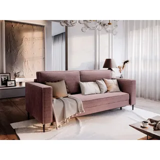 Muffo Schlafsofa Sofa mit Schlaffunktion TAMARA, B:226/H:73/T:80cm, Lose Rückenkissen, große Schlaffunktion rosa