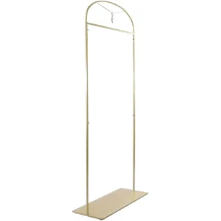 WooDerson Kleiderständer Stahl Bogenregal mit Ablage, Kleiderstange Freistehend Golden für Häusern, Bekleidungsgeschäften, Hotels, Bekleidungsfabriken etc