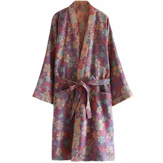 Wudaizhi Weiches Japanisches Nachthemd Aus Baumwolle, Kimono-Yukata, Leichter Bademantel, Atmungsaktiver Pyjama Für Damen