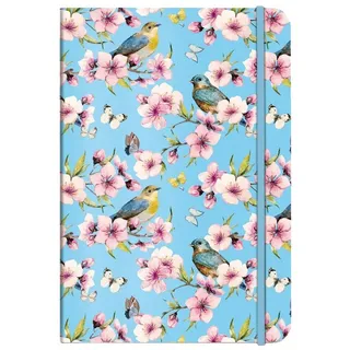 Cedon Museum Shops Notizbuch A5 mit Blüten- und Vogelmotiv, 192 Seiten, robustes Einband