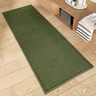 Color G Badteppich rutschfest Waschbar 50 x 120 cm, Weich Chenille Badezimmerteppich Super Saugfähig Badematte rutschfest Maschinenwaschbar Badvorleger für Dusche, Badezimmer, Badewanne, Küche - Grün