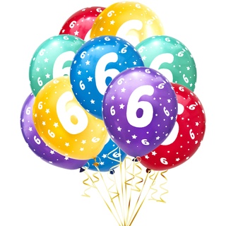 Luftballon Set Zahl 6 für 6. Geburtstag Kindergeburtstag Party 10 Deko Ballons Geburtstagsdeko bunt
