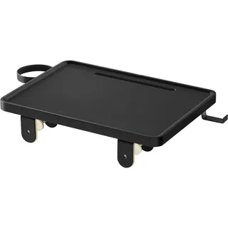 VASAGLE Bettablage, Nachttisch zum Einhängen, Regal für Hochbett, Schlitz für Handy, Getränkehalter Haken drehbar, verstellbare Klemmen, für Studentenwohnheim-Zimmer, tintenschwarz LET301B01
