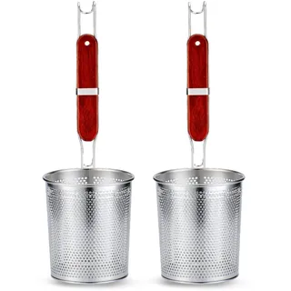 TENTA KITCHEN 2 Stück mikroperforiertes Edelstahl-Nudelsieb mit Griff,Lebensmittel-Teigtaschen-Nudelsieb, Abseihnudeln, Pasta-Korb (Durchmesser 12 cm)