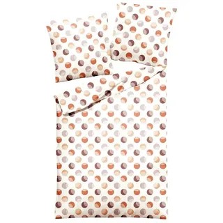 JACK Bettwäsche JACK by Dormisette 135x200cm Punkte Dot Offwhite, Biber, 2 teilig, Edelbiber, mit Reißverschluss braun