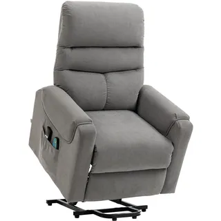 HOMCOM Fernsehsessel mit Aufstehhilfe Elektrisch Massagesessel Dunkelgrau | Liegefunktion und Wärmefunktion, Relaxsessel, Fernbedienung und Seitentasche, Verstellbar, Polyester-Gewebe