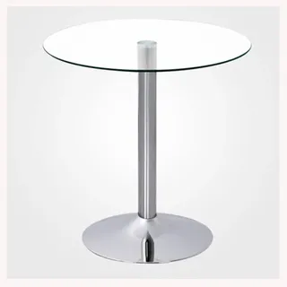 Rund Glas Sockeltisch Mit Platte Glas Küche Esstisch 60/70/80cm Modern Rund 2-4 Sitzer Frühstücks-Bistrotisch Chrom Fuß(Size:70cm,Color:Transparent)