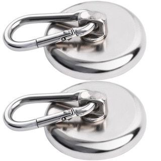 MIN CI 2 Stück Neodym Magnethaken Große, 42mm Magnethaken Stark Magnetische Haken Magnete Stark 50KG Zugkraft Magnet mit Haken Magnete mit Öse Magnet Haken für Küche Badezimmer Schließfächer