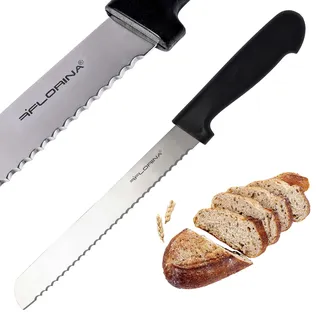 Brotmesser Anton, Edelstahlklinge, Klingenlänge 20cm, Klingenblatt mit scharfem Wellenschliff, rostfrei, lebensmittelecht, extra scharfe Schneide, Küchenmesser, Messer
