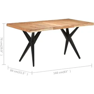 vidaXL Esstisch 160 x 76 x 80 cm Akazie schwarz