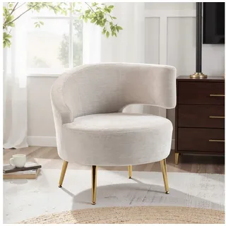 Homcom Loungesessel Chenille 65 x 67 x 69 cm Cremeweiß
