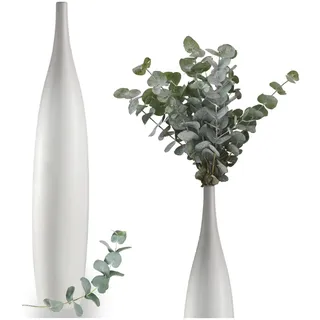 Hohe Bodenvase aus Keramik, Deko Vase für Pampasgras Trockenblumen Höhe 70 cm, Blumenvase tropfenform, Vase Dekovase (Weiß)