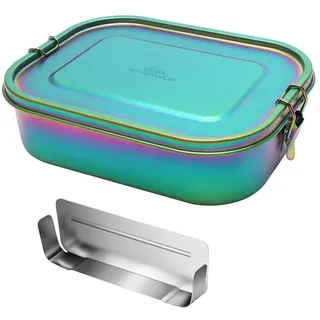 G.a HOMEFAVOR Edelstahl Brotdose Bento Box Auslaufsicher Metall Lunchbox 1400ml mit Herausnehmbarer Trennwand Vesperdose, Galvanisierung Regenbogenfarbe Brotzeitdose